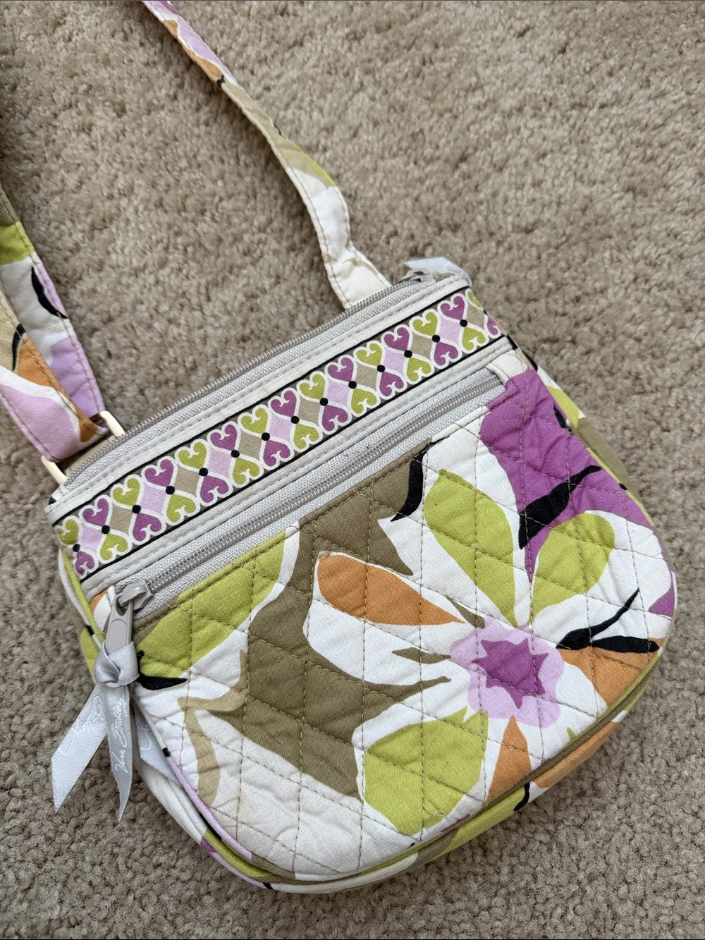 Vera Bradley Floral Quilted Crossbody Bag - Purple & Green